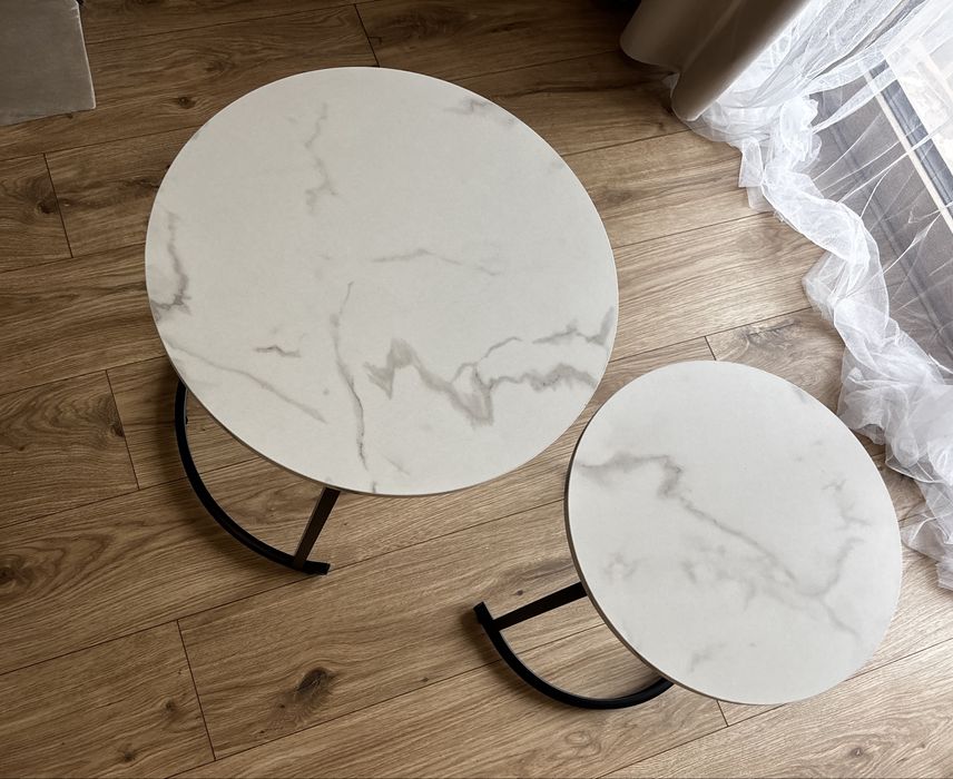 Stolik kawowy biały marmur 2w1