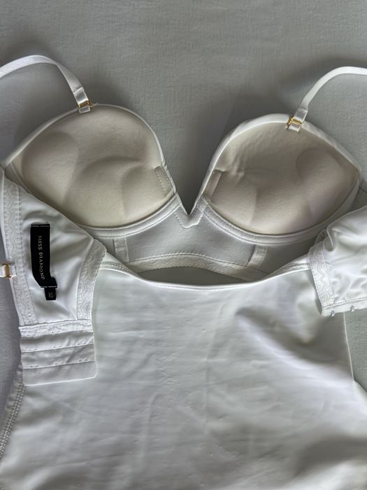 Боді Miss Diamond жіночий облягаючий з подвійним пуш ап білий xs/s