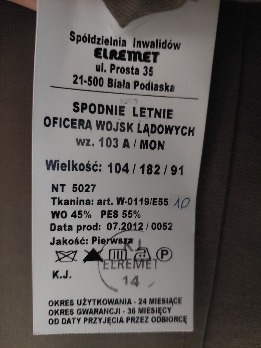 Spodnie letnie oficera 103A/MON