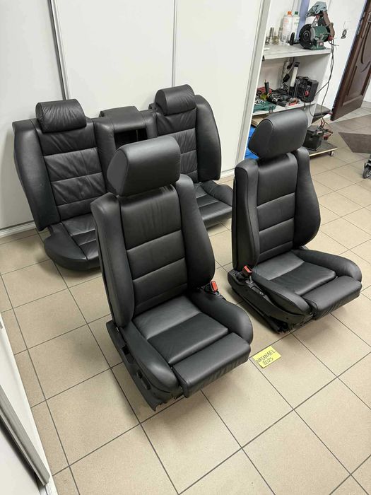 Sporty fotele kanapa polift skora czarna bmw 5 e34