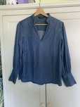 Jeansowa bluzka massimo dutti 36 S v-neck koszula bufiaste rękawy