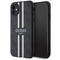 Etui na iPhone 11/Xr Guess 4G Printed Stripes Czarny MagSafe