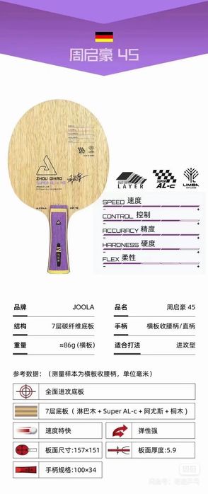 Основа Joola Zhou Qihao super ALC-45, super ALC-90 National team China