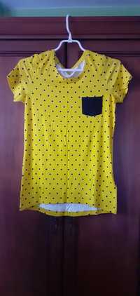 Bonprix  t- shirt bluzka top żółta w kropki NOWY rozm. 32/34