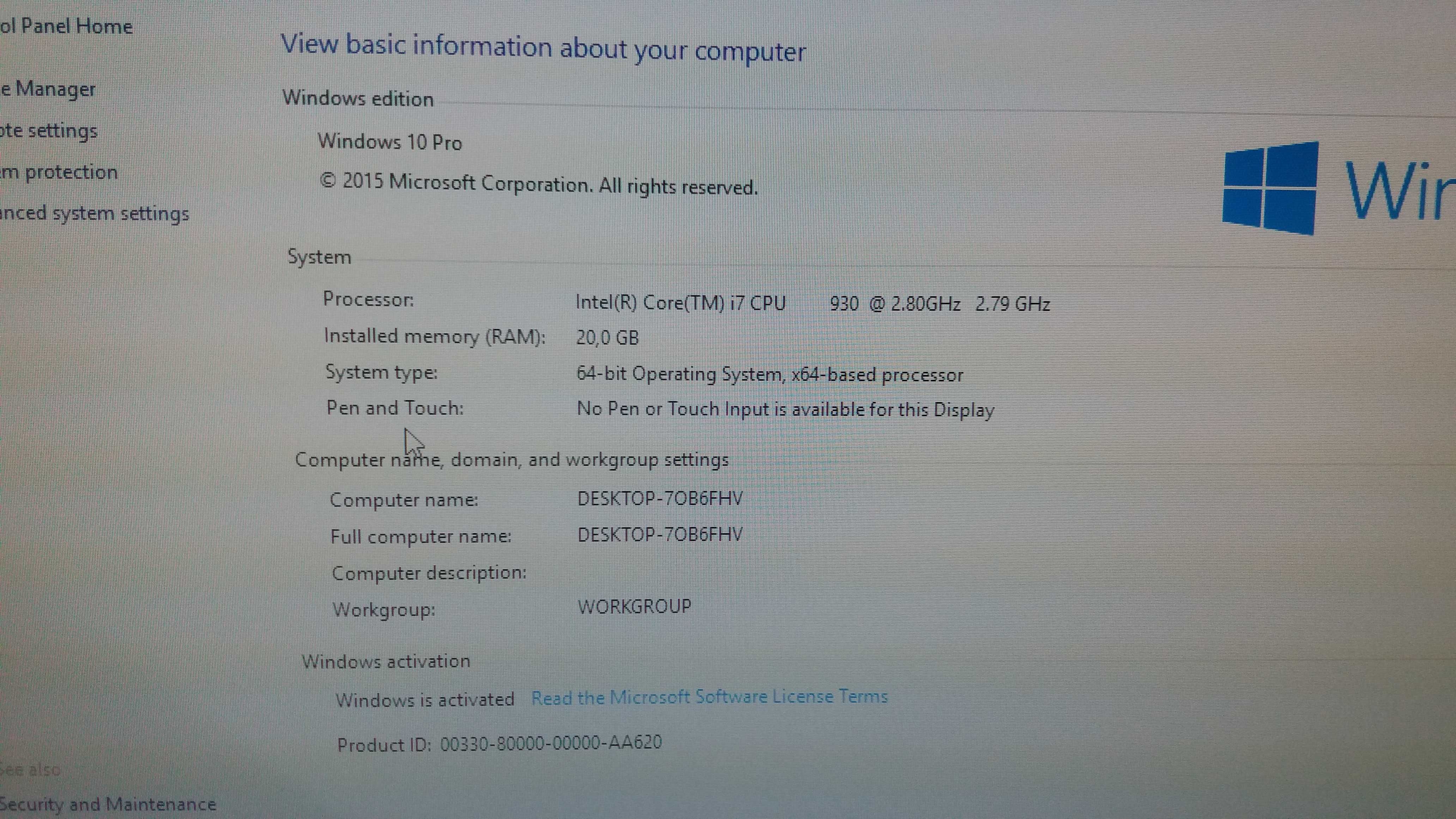 Komputer  Intel i7 3.8 Mhz / 200 gb /  20 Gb ram z monitorem