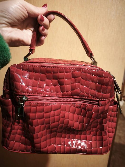 жіноча червона сумочка сумка Polina & Eiterou з натуральної шкіри
