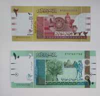 zestaw banknotów 2-10 funtów, Sudan , 2 szt.