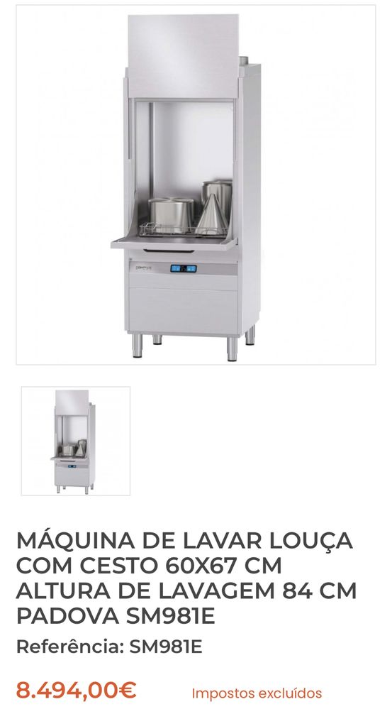 Máquina lavar utensílios Tabuleiros Panelas Tachos Grelhas Etc