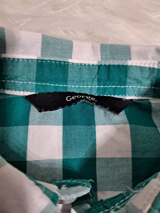 Piękna zielona koszula krótki rękaw krata 110 George