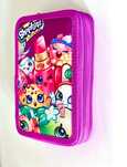 Nowy piórnik z wyposażeniem, Shopkins, rozowy, podwójny, 2 komory