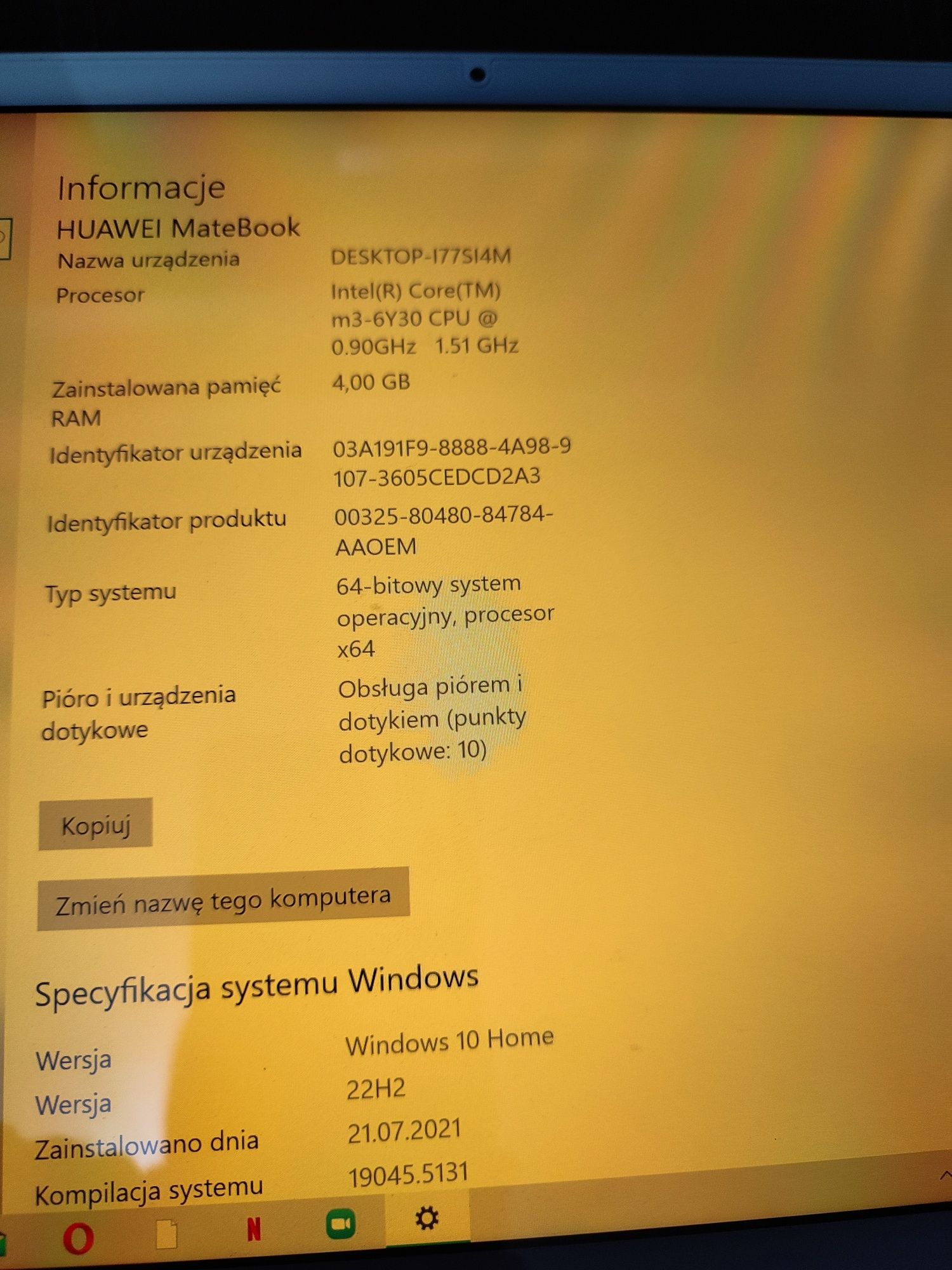 Huawei Matebook 12 dotykowy wind 10 funkcja tabletu