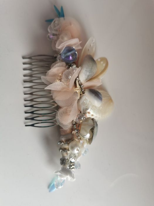Ozdobna spinka do dekoracji koka w stylu marynistycznym/ boho/ ślub