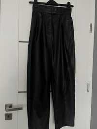 czarne spodnie skórzane eleganckie h&m 34 xs