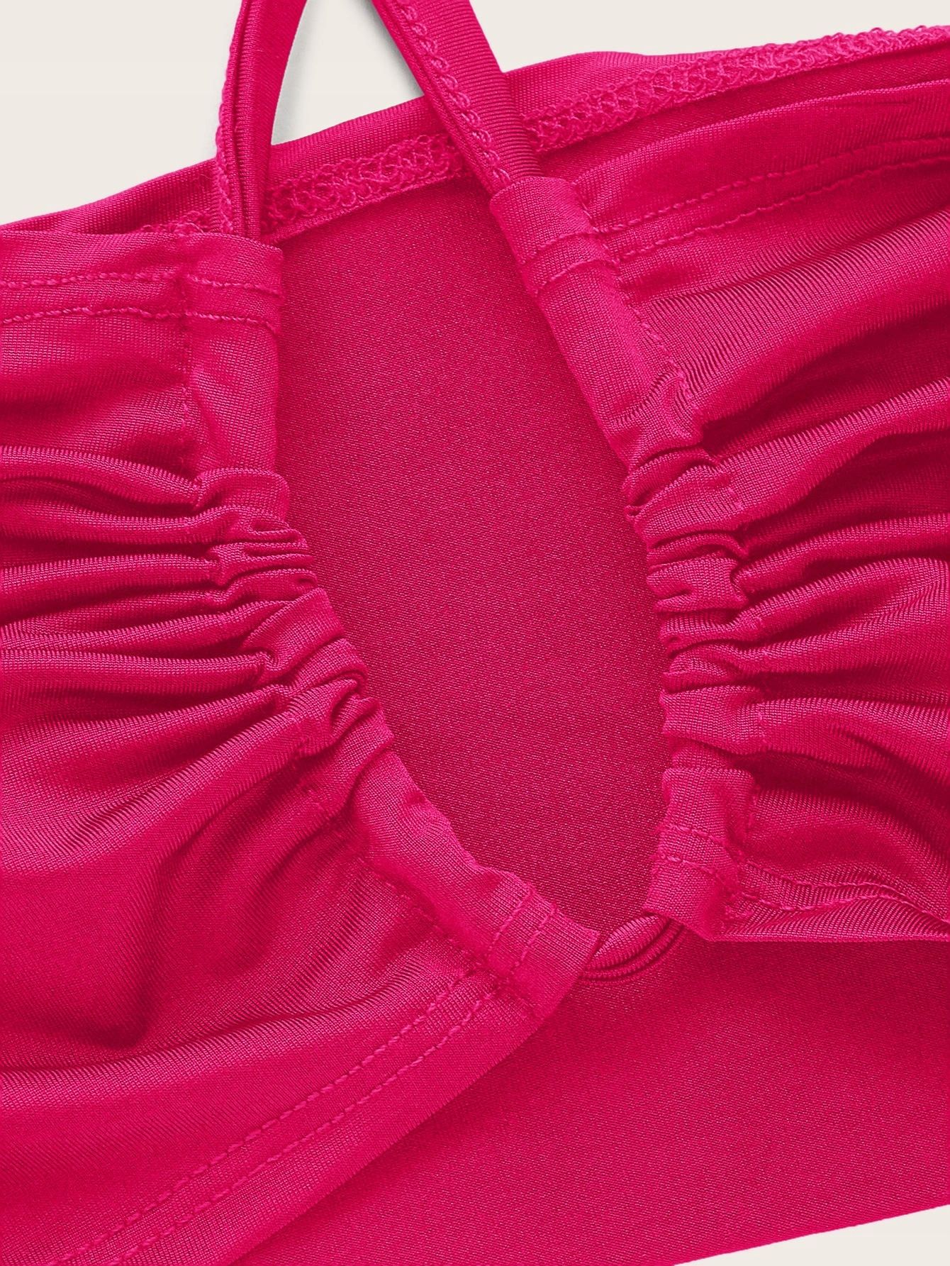 Komplet Połyskujący Różowy Top + Spódnica Marszczona Twst Shein L 40