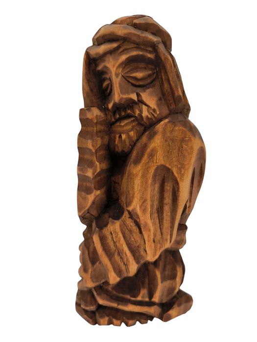 Rzeźba Jezus Chrystus Frasobliwy 20 cm Jasny Brąz Prawa Dłoń