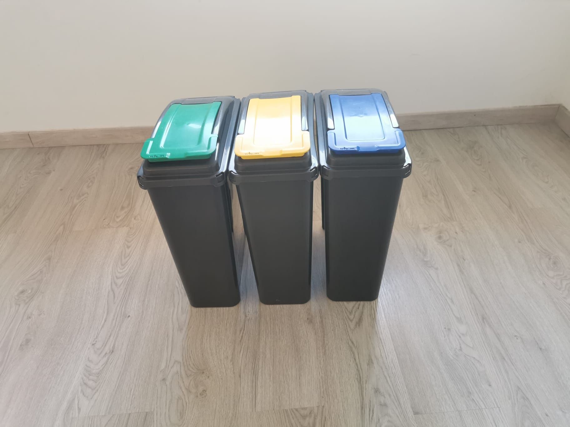 Ecoponto | conjunto de 3 baldes de reciclagem