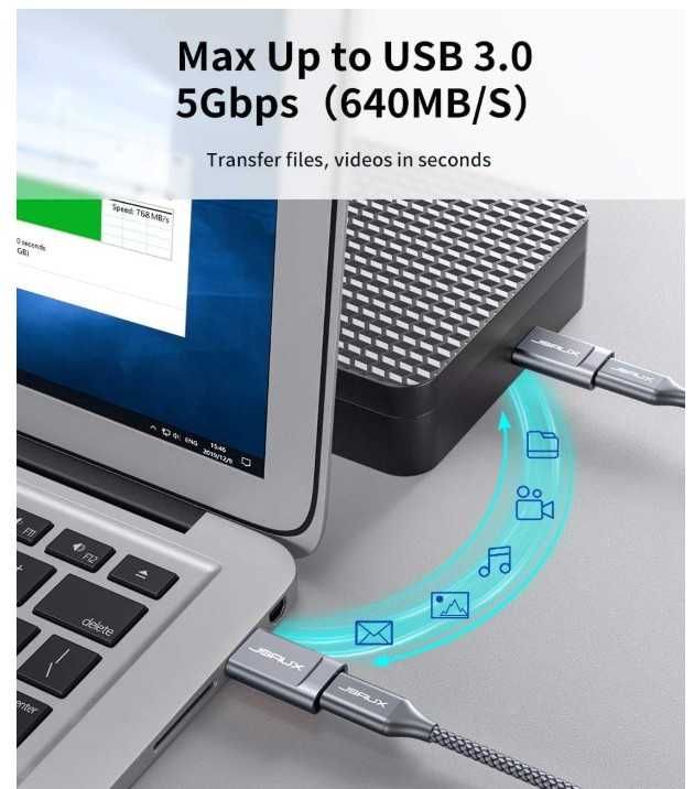 Adapter/przejściówka USB C na USB A 3.0 JSAUX 2 sztuki