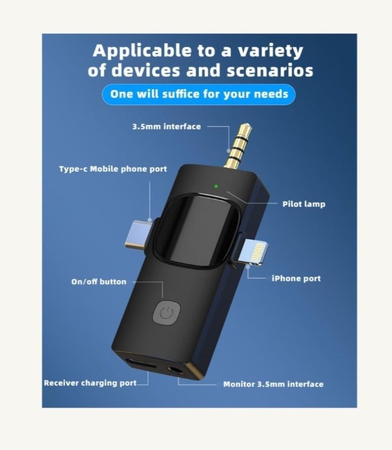 Мікрофон k15 для iphone/Android бездротовий/ петличний