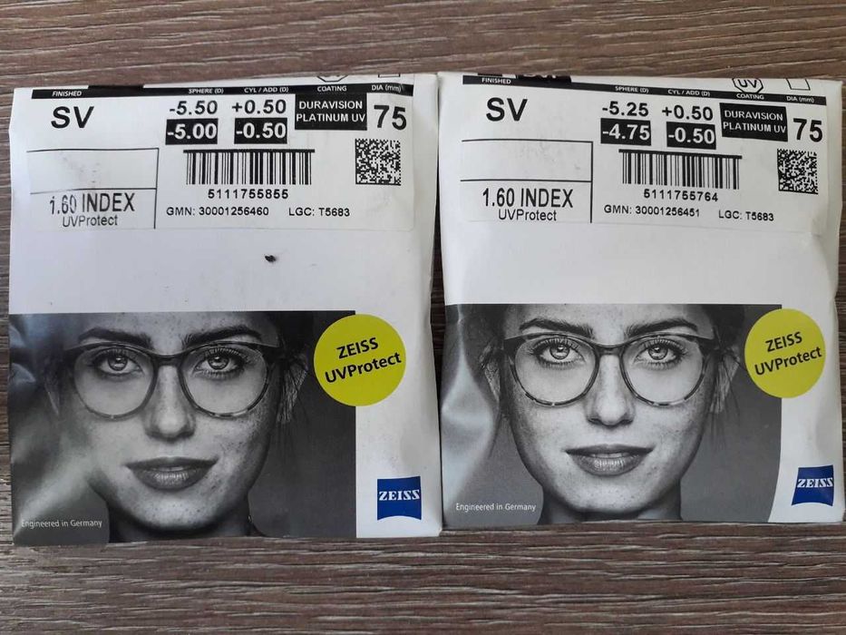 Zeiss Лінзи для окулярів s.-4.75/c.-0.50, s.-5.00/c.-0.50 platinum uv