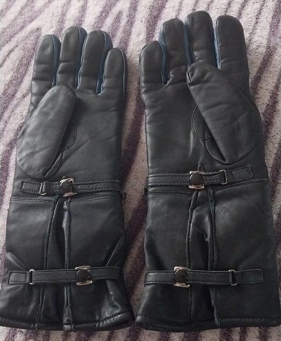Мотоперчатки  кожаные  длинные