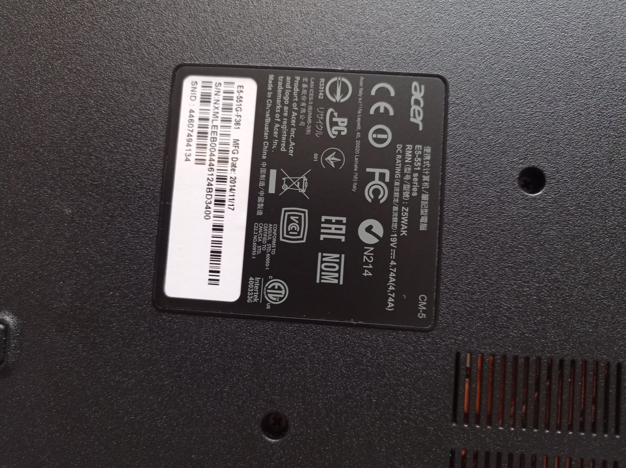 Vendo computador portátil Acer E15