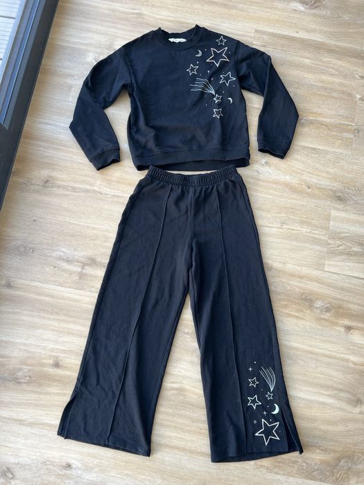 Czarny dres Zara 134-140 wide leg