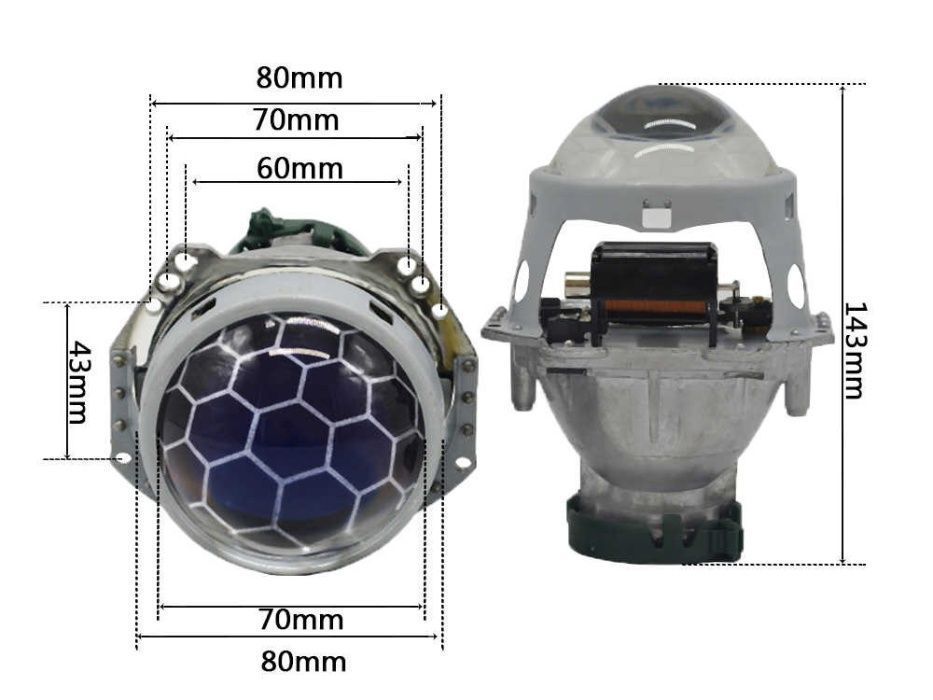 Би-ксеноновые линзы Hella F1 3R 5R Blue с гравировкой Koito Q5 ксенон