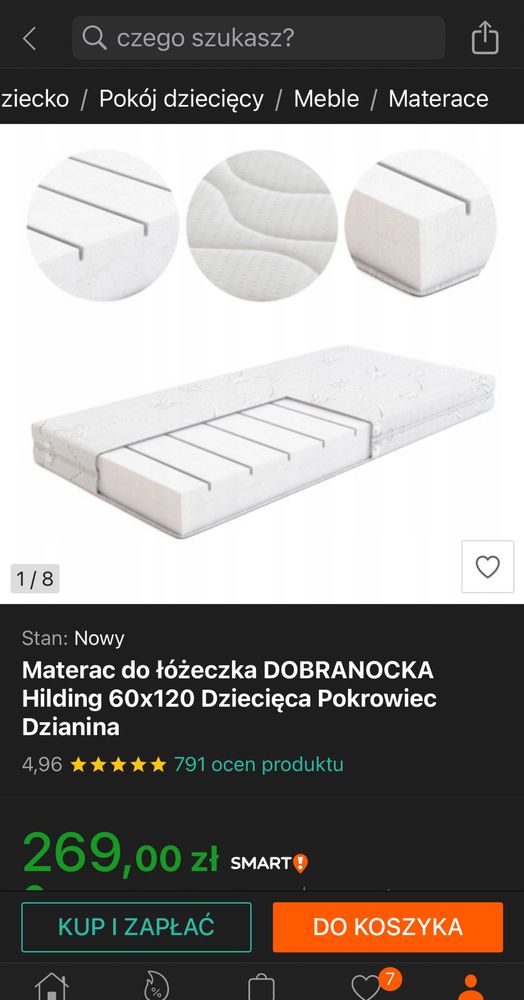 Lozeczko z materacem premium