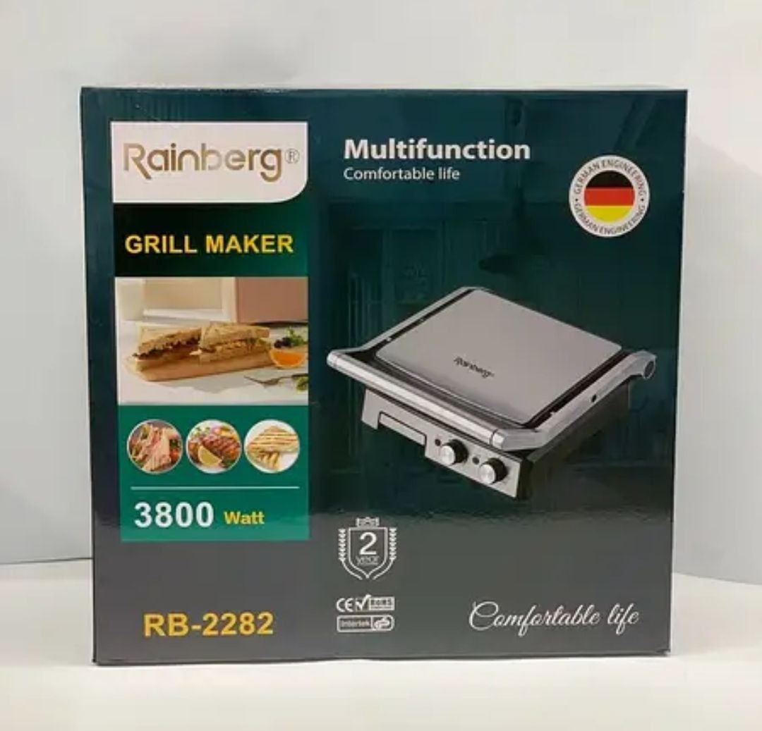 Гриль двусторонний прижимной Rainberg RB-2282 3800W с таймером