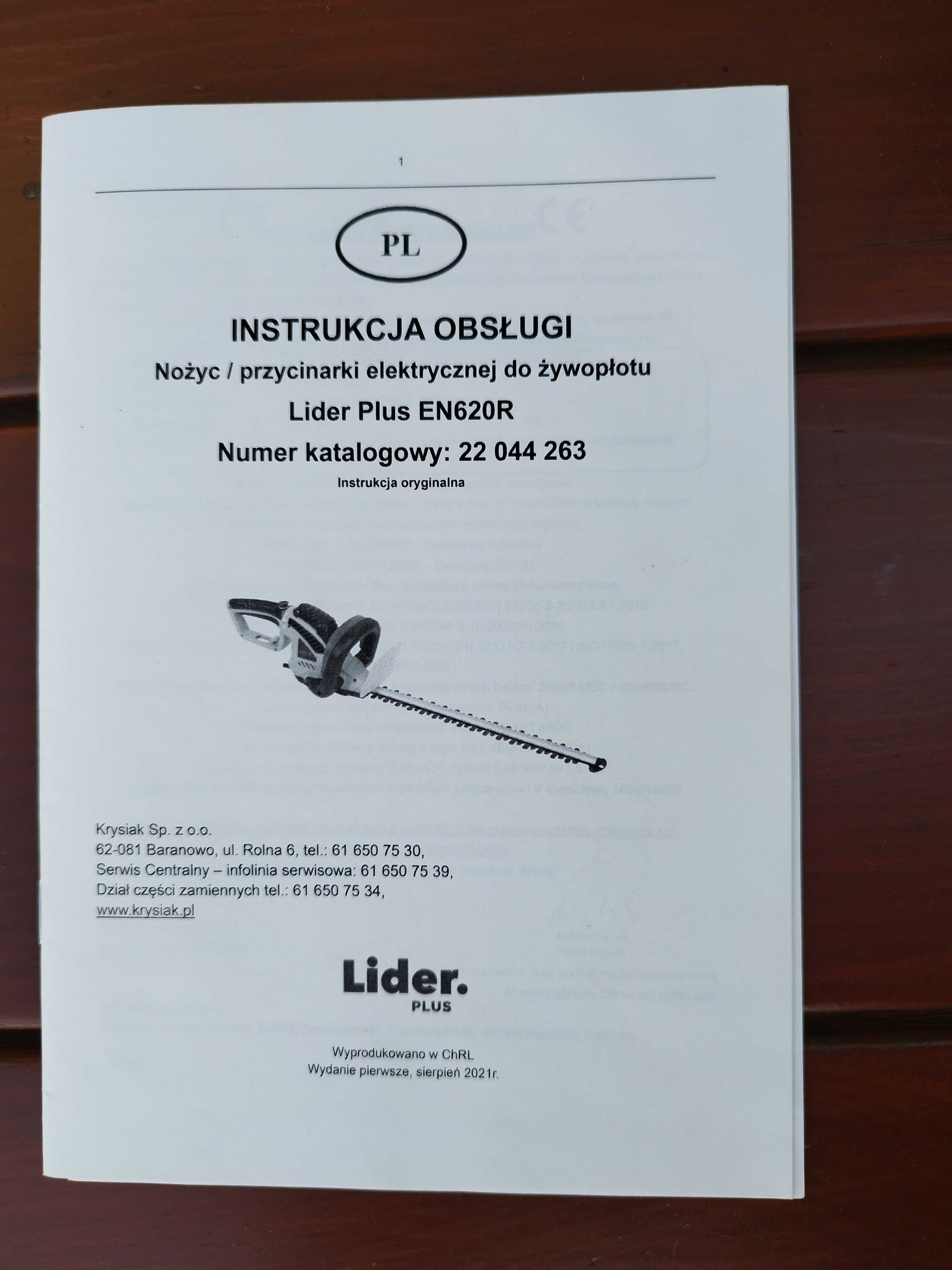 Nożyce elektryczne do żywopłotu Lider Plus EN620R-jeszcze na gwarancji