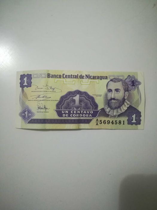 Nota rara 1 centavo de Nicarágua NÃO CIRCULADA