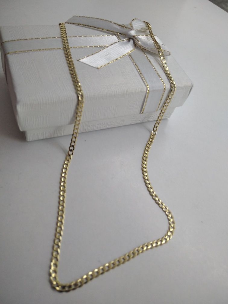 Złoty łańcuszek drobna pancerka złoto 585 długość 50 cm  889