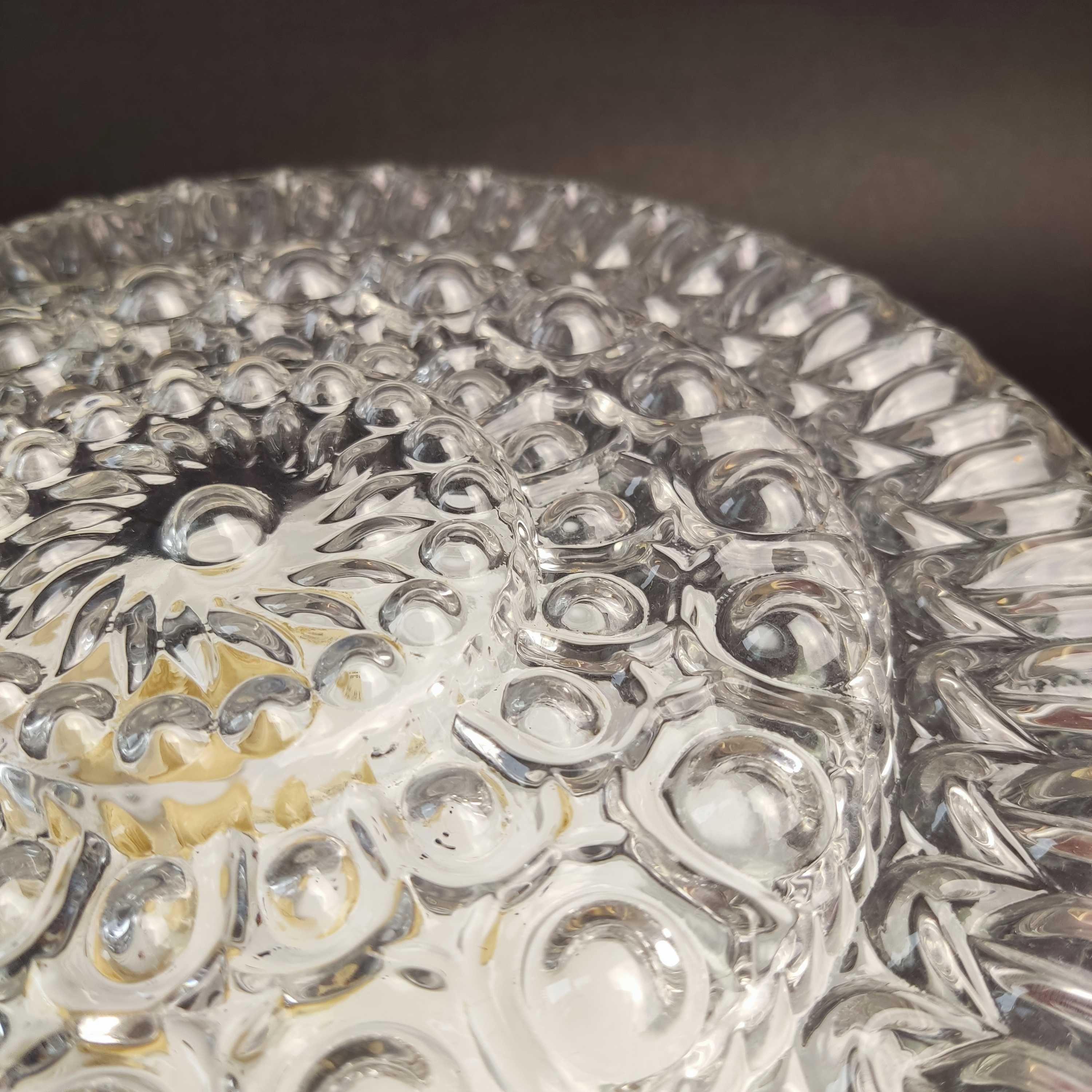 Duży plafon-kinkiet szklany okrągły , szkło "bubble glass" , stan bdb