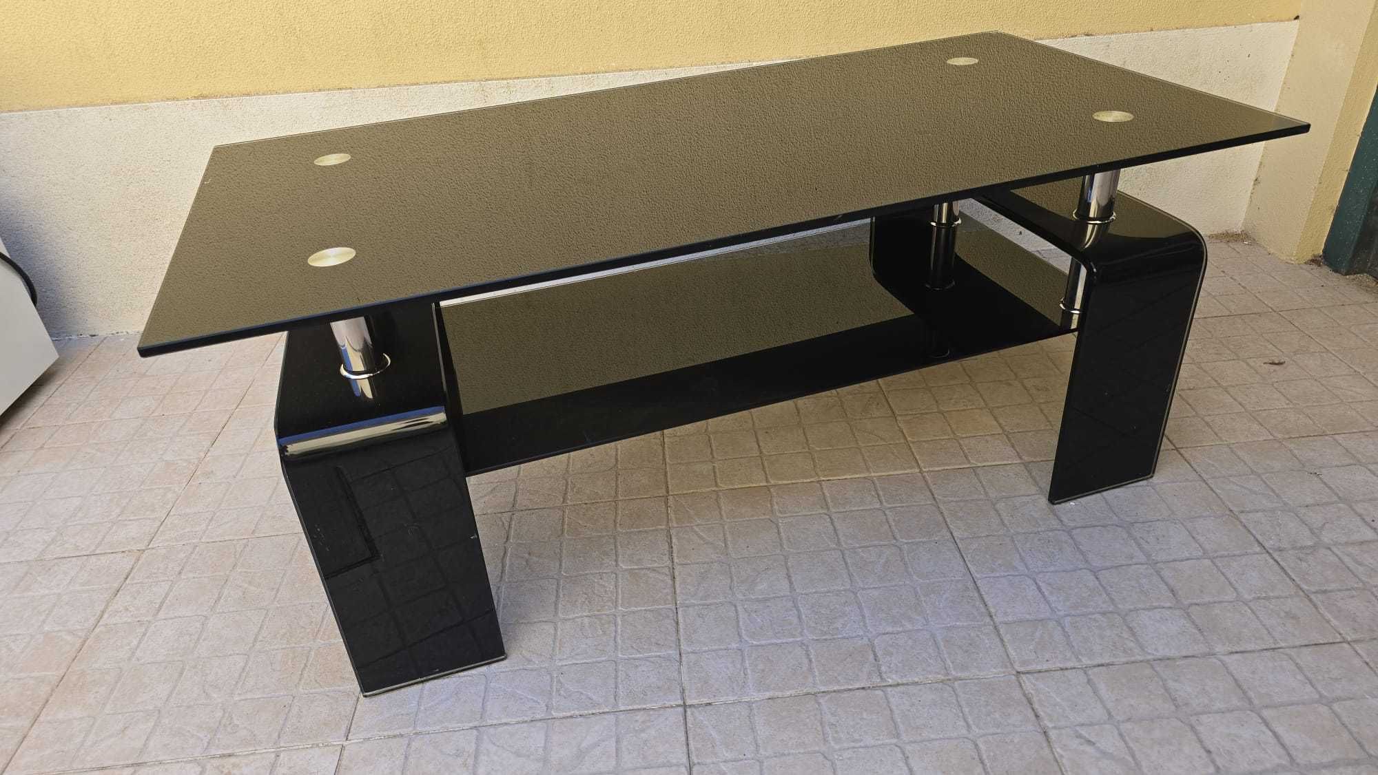 Mesa Centro Sala Preta Vidro
