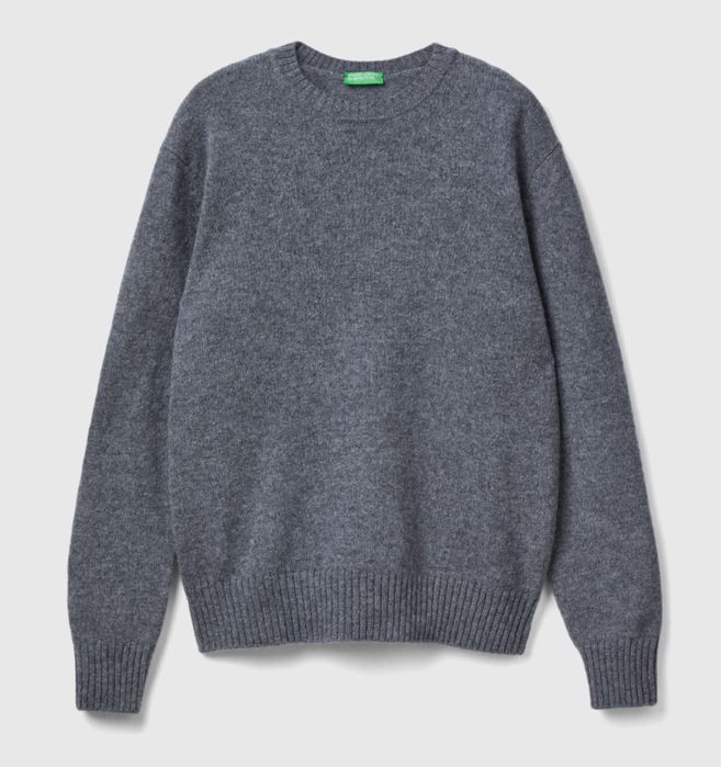 Сірий шерстяний светр джемпер benetton S чоловічий