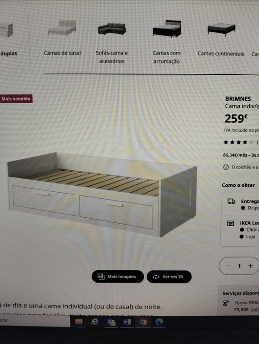 Cama Solteiro c/2 gavetas 80x200