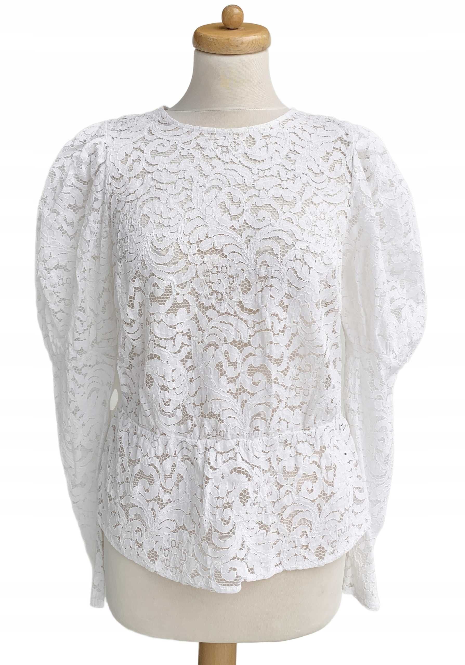 Bluzka Biała H&M M 38 Koronkowa Koronka