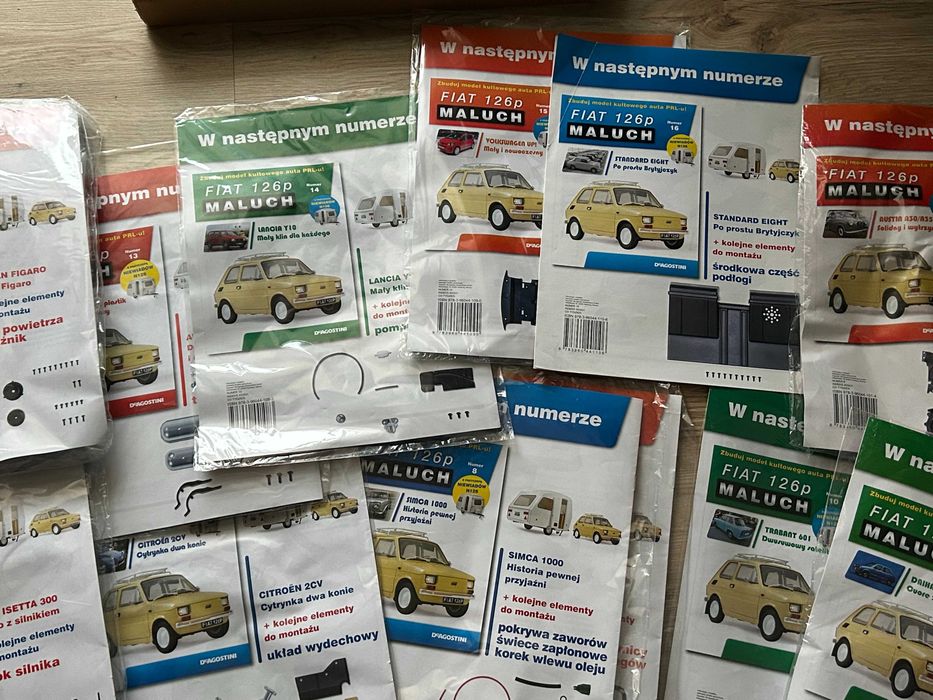 DeAgostini FIAT 126p Maluch 1: 8 kompl. nr 1-15 segregator cały silnik