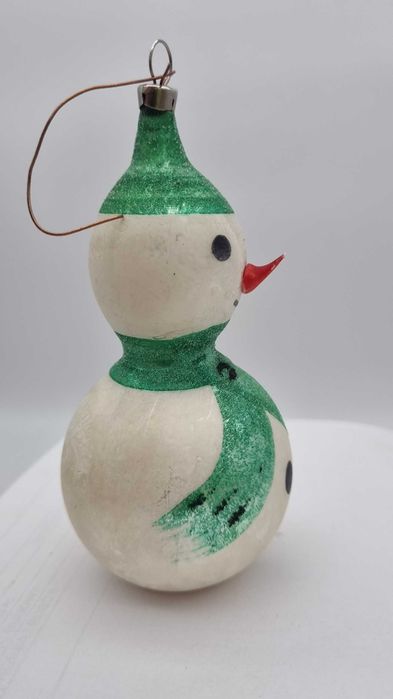 Bałwanek Duża Bombka choinkowa PRL Vintage Retro Czechosłowacja