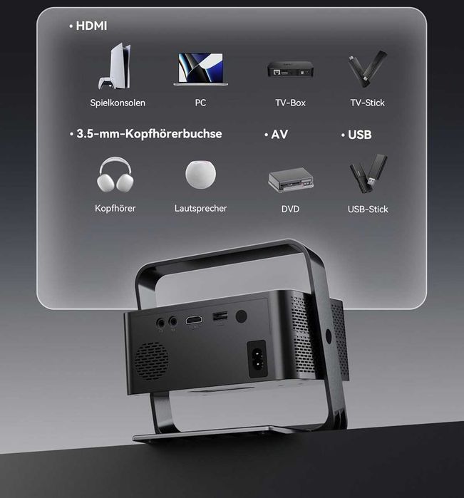 POLOCSH P7 Mini Projektor 1500 ANSI 1080P FHD 4K WIFI6 BT Kino Domowe