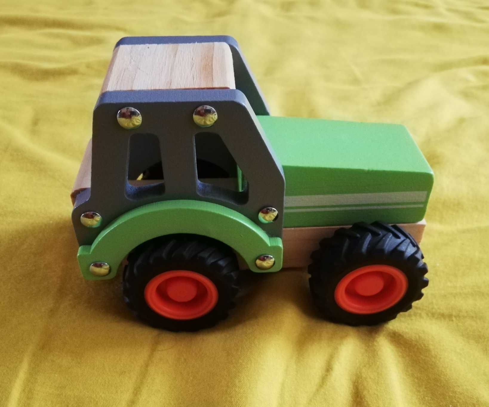 Traktor zabawka dla dziecka mini Matters drewno+guma do rączki 10m+