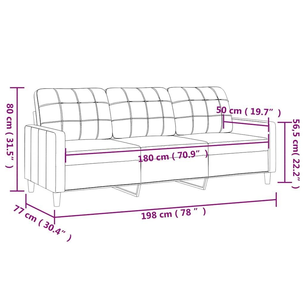 NOWA Sofa 3-osobowa, ciemnoszara, 180 cm, tapicerowana możliwy transpo