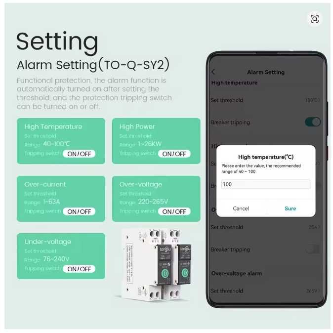 TUYA WiFi розумний автоматичний вимикач 1-63A