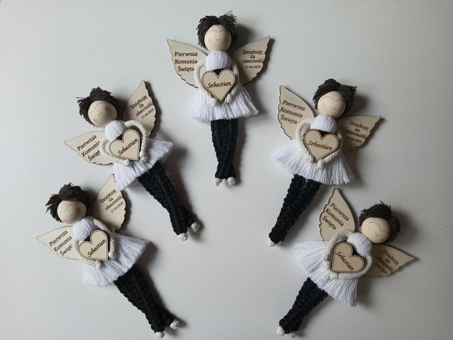 Aniołek magnes na chrzest komunię podziękowanie chłopiec