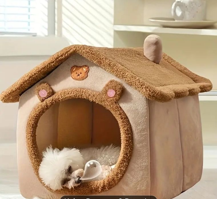 Ciepła zimowa pluszowa buda dla psa kota kojec