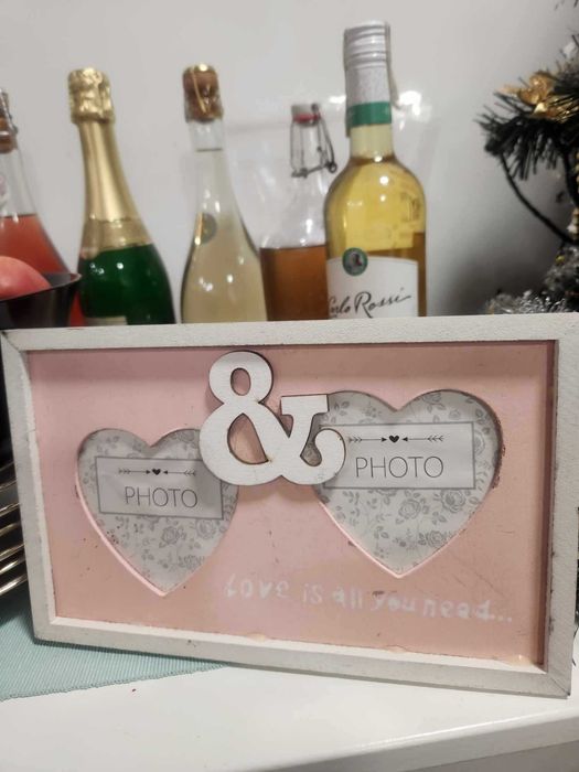 obraz ramka stojąca na zdjęcia 2 serca o wym. 24x15 cm