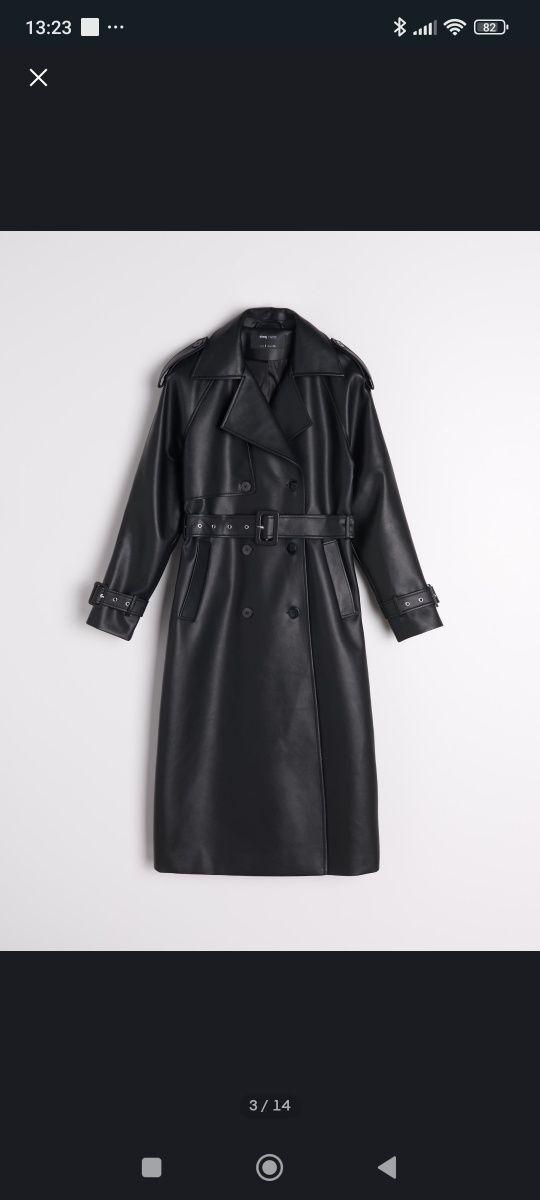 Hit maxi długi płaszcz trencz Eco skórzany czarny oversize L/xl