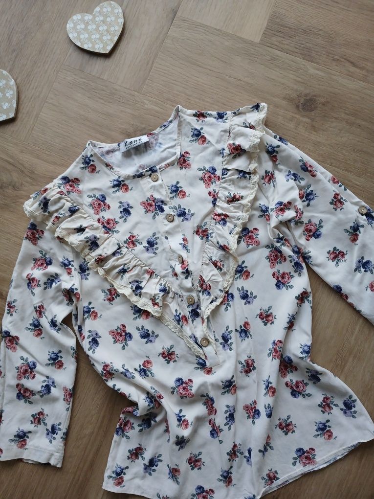 Bluzka z falbanką w kwiatowy print Xana Collection / rozmiar XS / 34