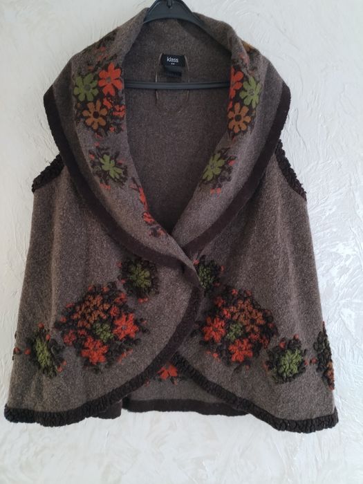 Розкішний вовняний кейп, жилет у бохо стилі, Італія