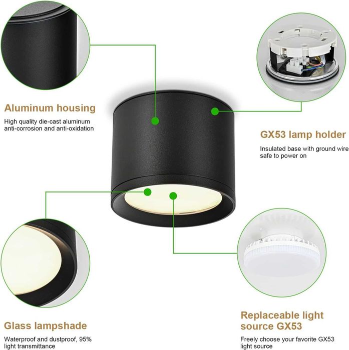 Reflektor sufitowy Lampa sufitowa Ø84 x 65 mm